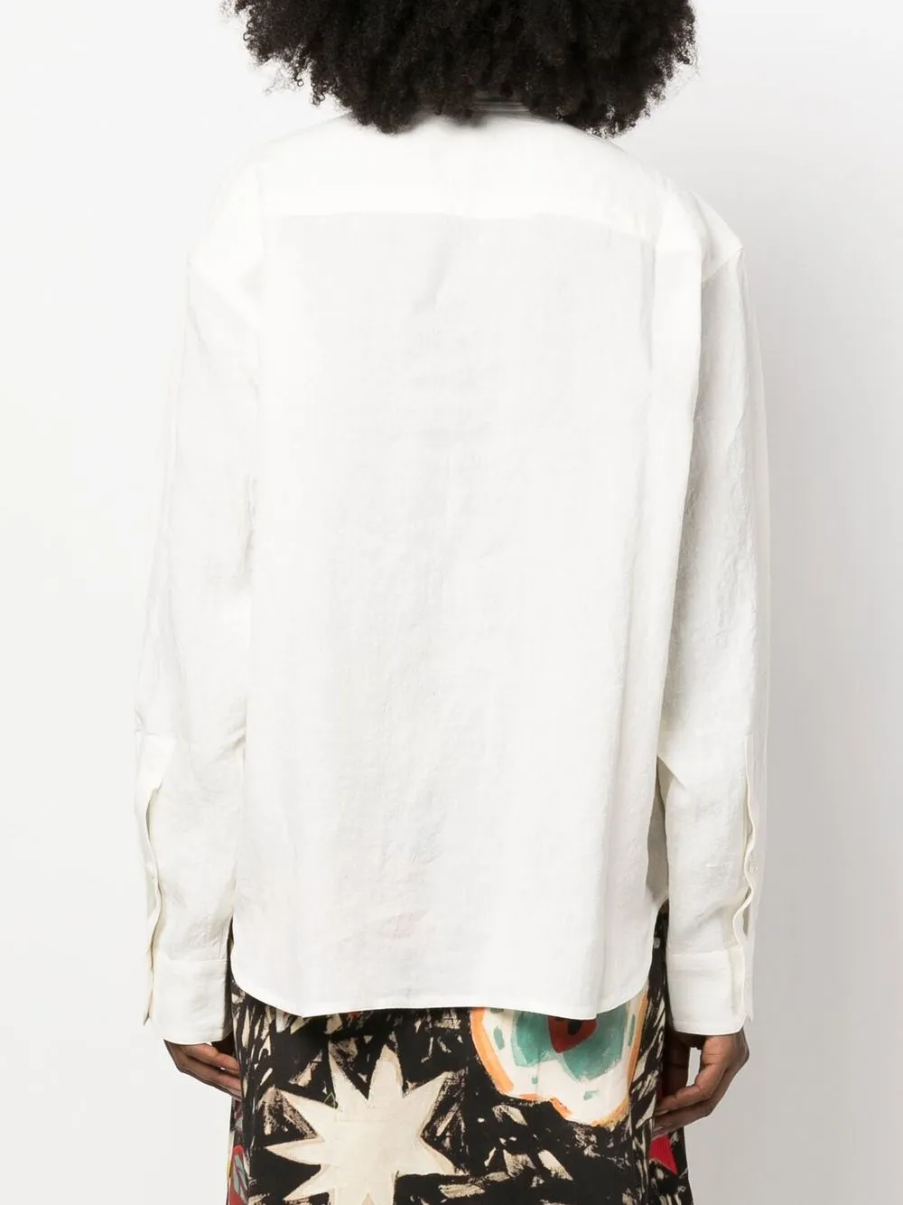 Sofie D'hoore Collarless Linen Shirt In Weiss