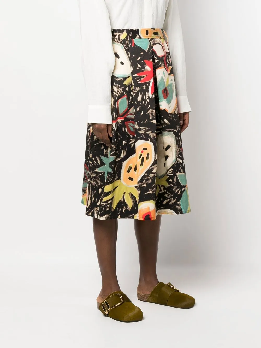 Sofie D'hoore Selena Fruit-print Midi Skirt In Schwarz