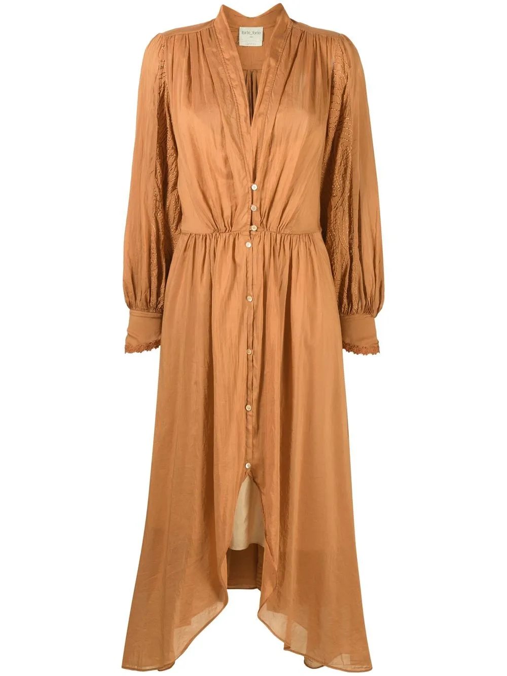 

Forte Forte long-sleeve embroidered dress - Brown