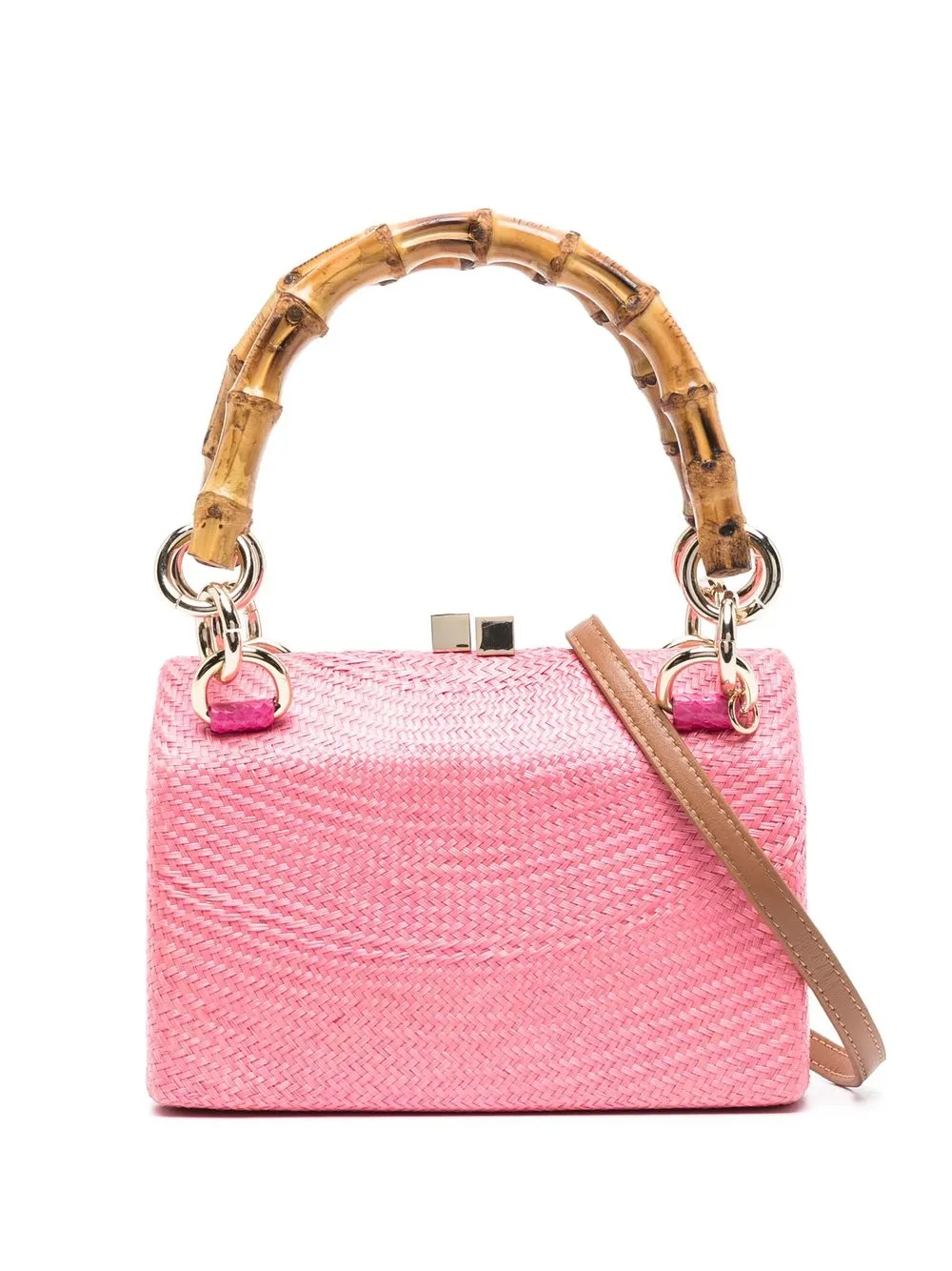 

SERPUI interwoven straw handbag - Pink