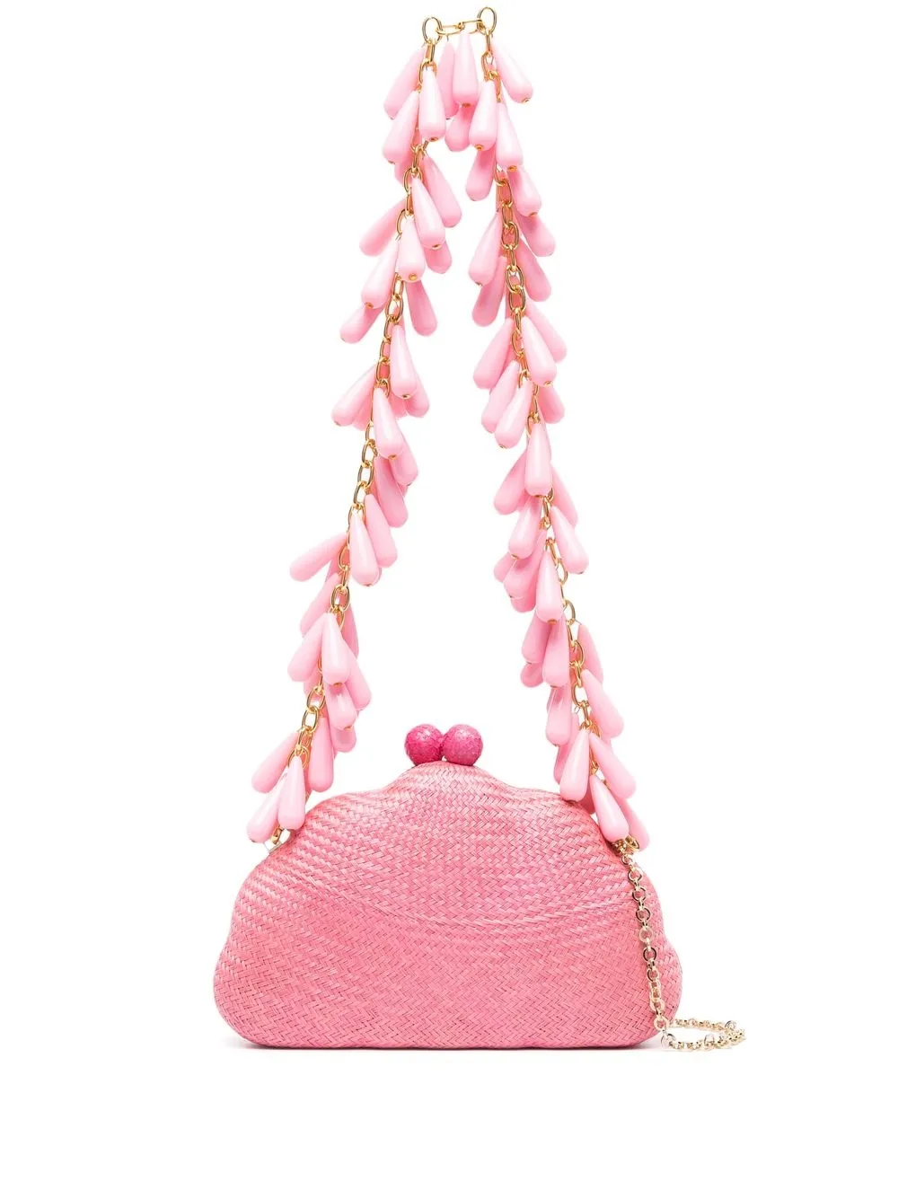 

SERPUI beaded-strap woven shoulder bag - Pink