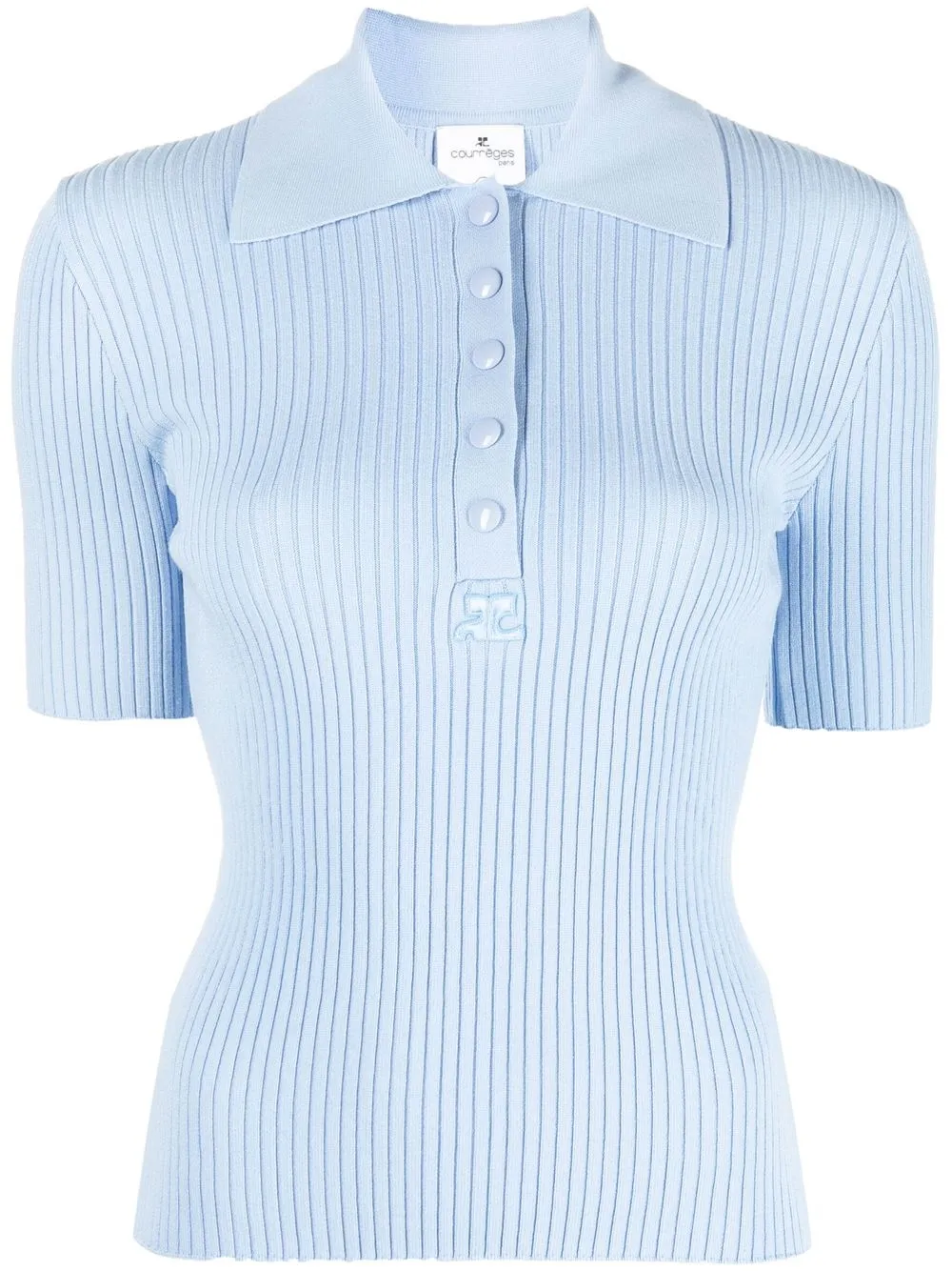 

Courrèges rib-knit polo top - Blue