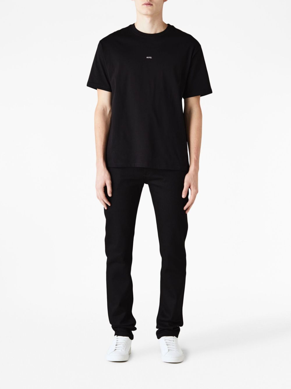 A.P.C. T-shirt met logoprint - Zwart