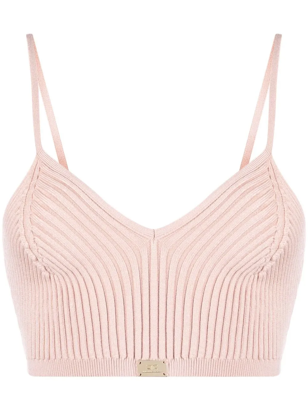 

Elisabetta Franchi ribbed-knit cropped top - Pink