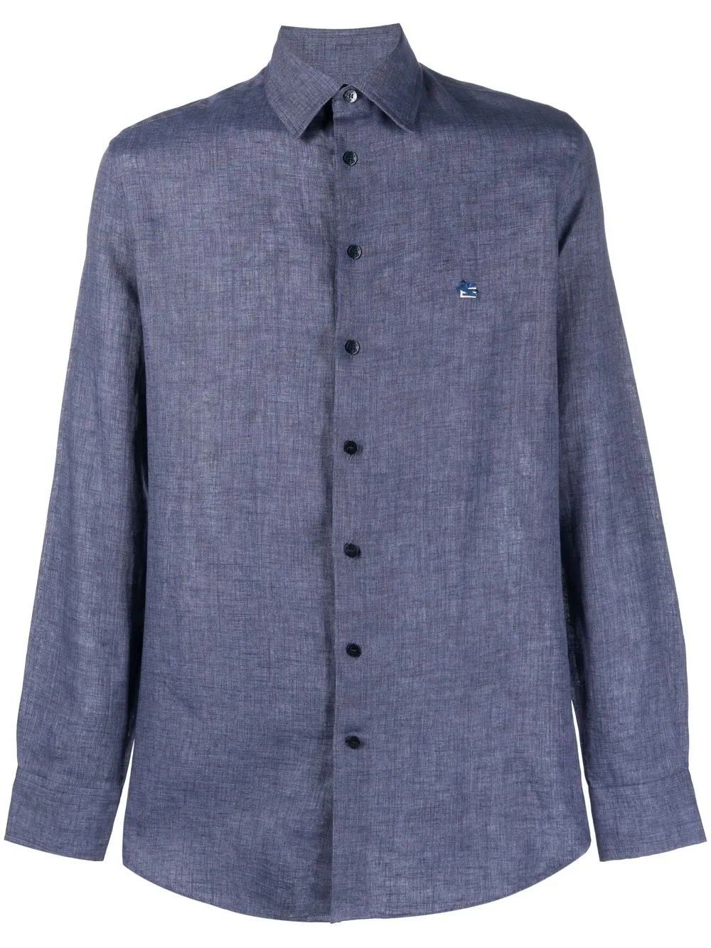 

ETRO logo-embroidered linen shirt - Blue