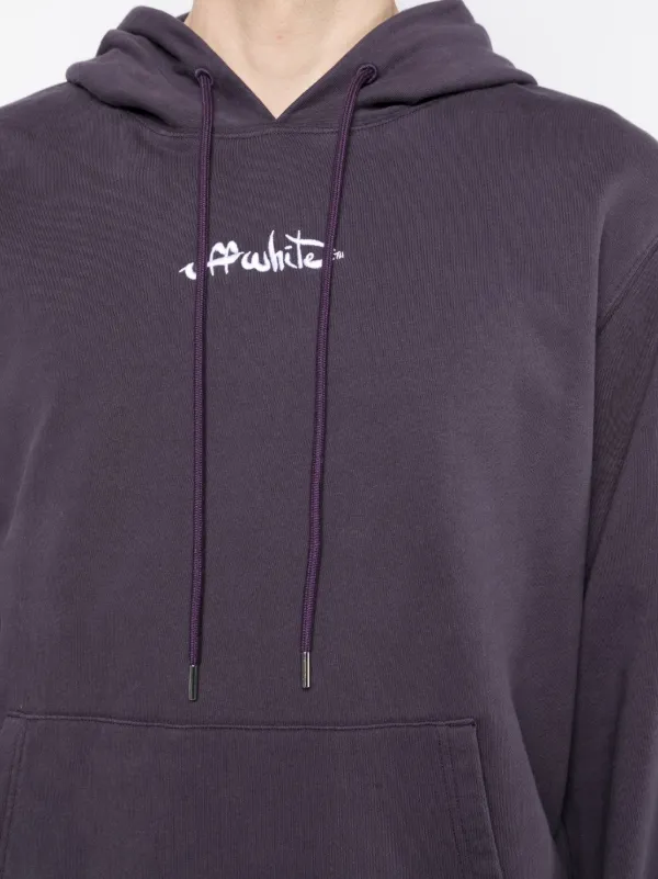 “Off-White” ロゴ バックプリントコットンフーディ Purple Off-White” ロゴ バックプリントコットンフーディ Purple
