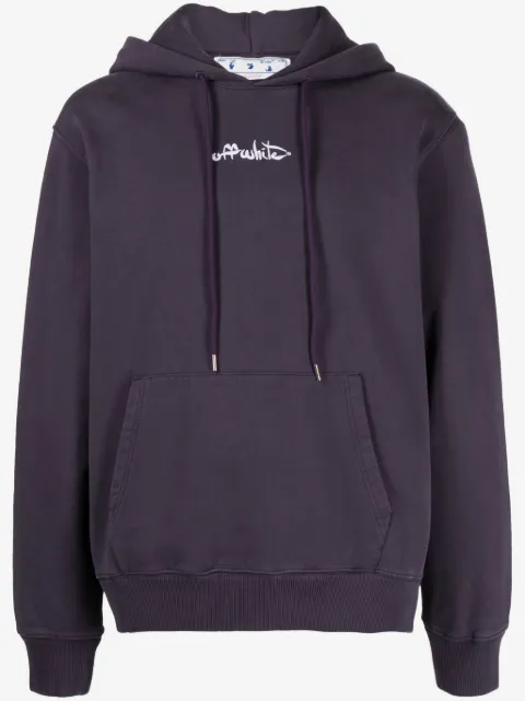 Off-White embroidered-logo cotton hoodie