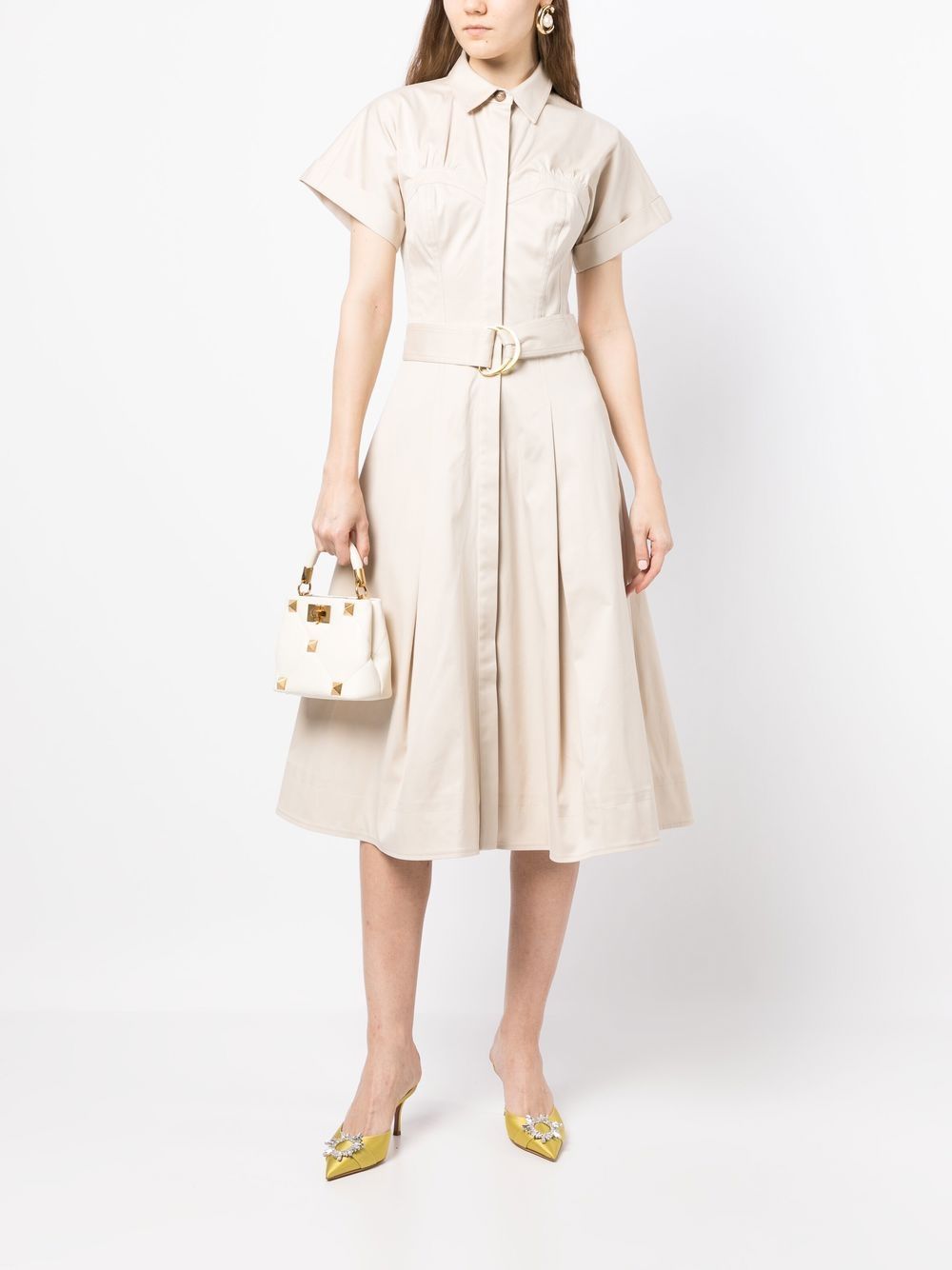 Carolina Herrera Midi-jurk met ceintuur - Beige