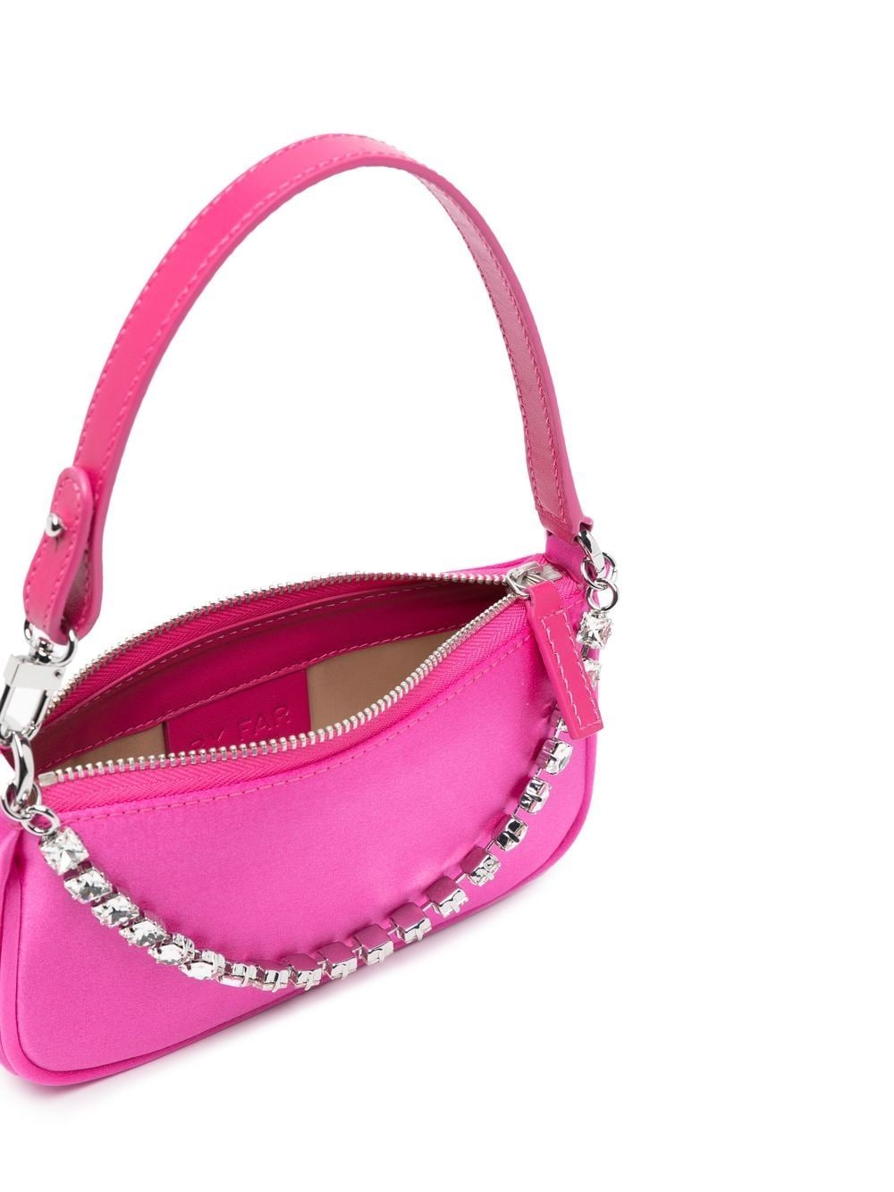 Shop By Far Crystal-embellished Silk Shoulder Bag In Pink