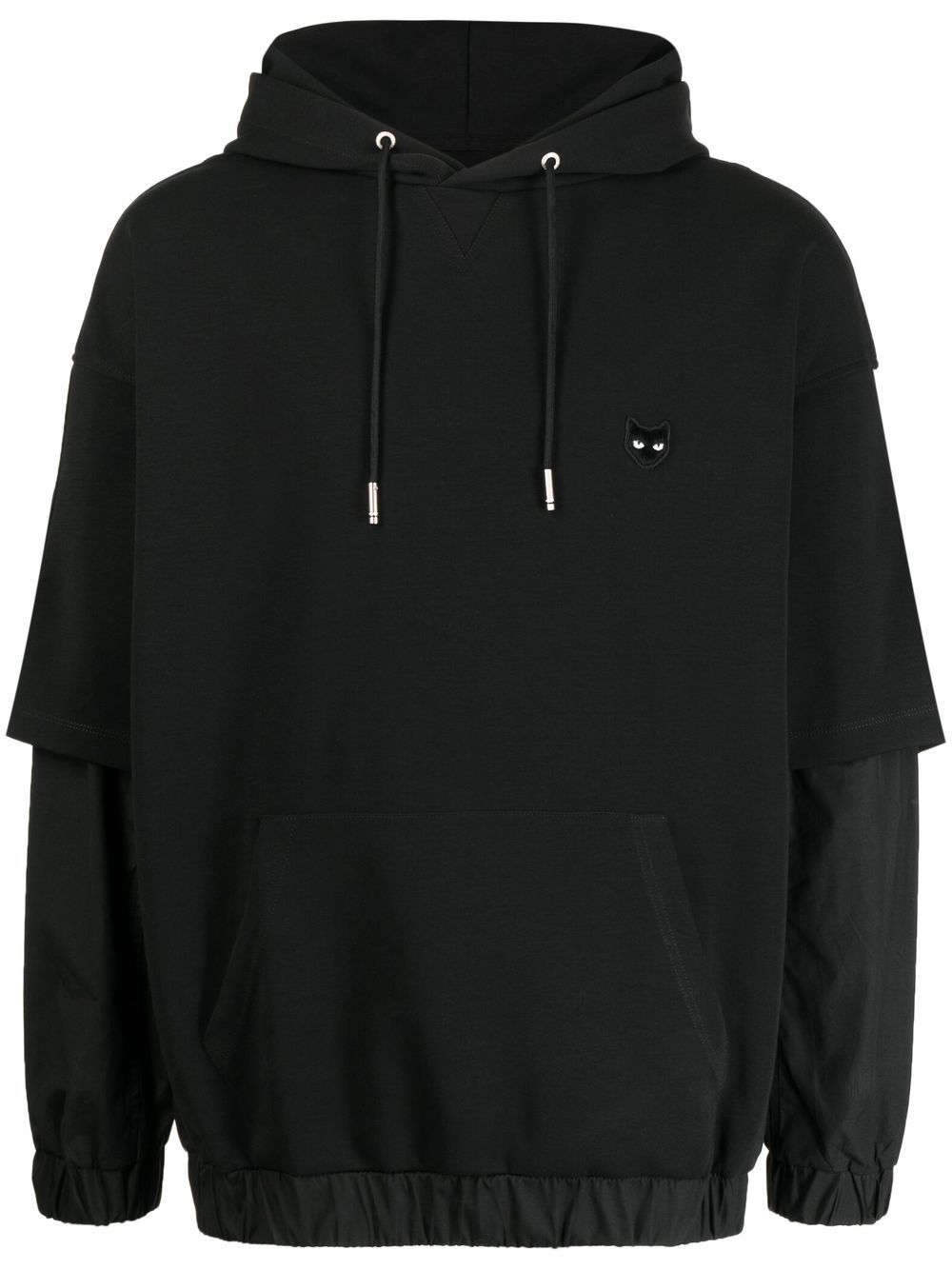 Zzero By Songzio Layered-effect Logo-patch Hoodie In Black