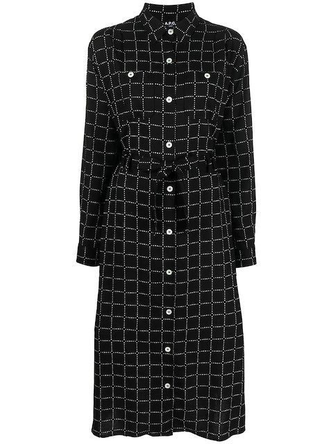 A.P.C. Valley dotted-check midi shirtdress