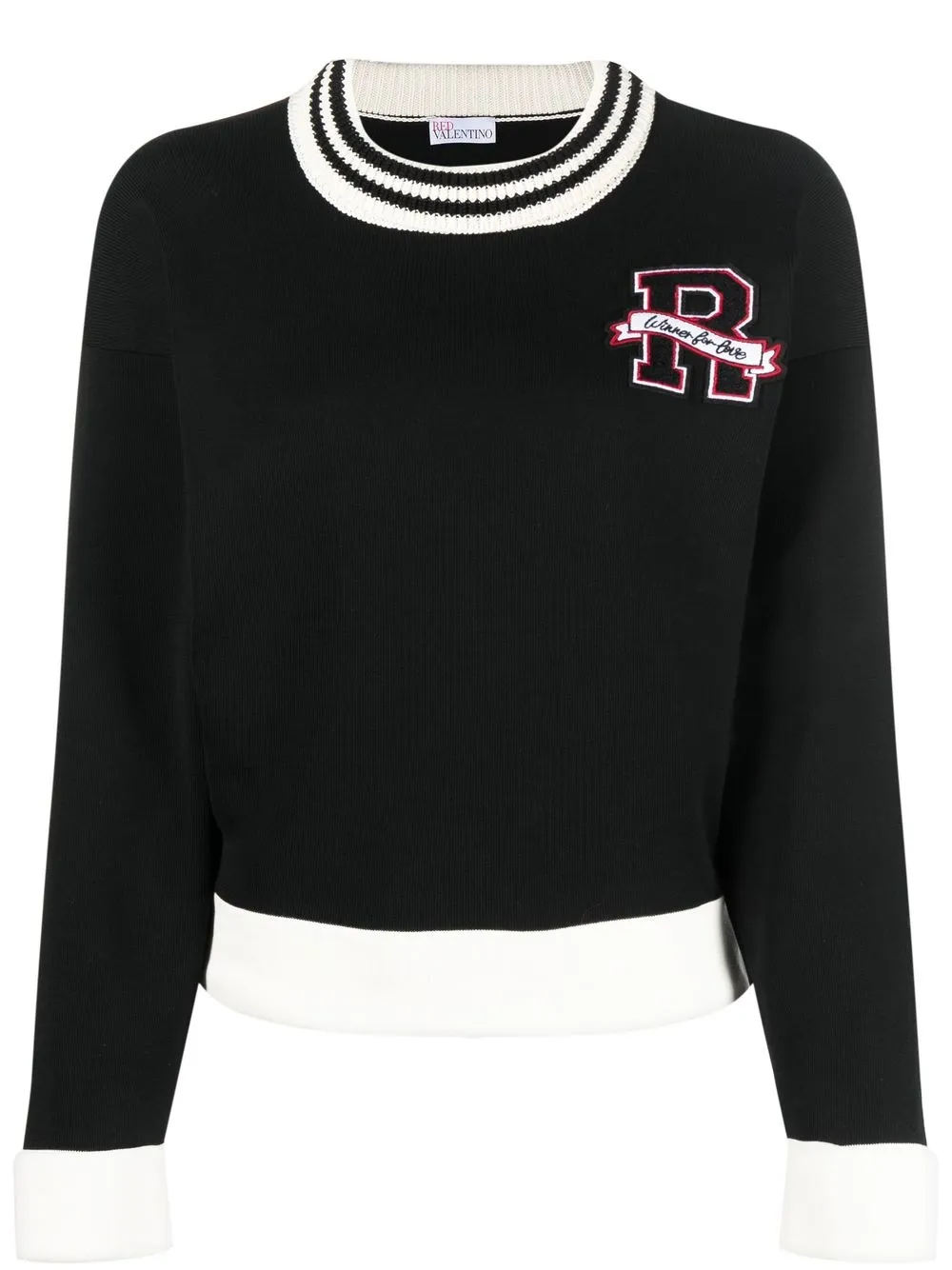 

RED Valentino logo-patch knitted jumper - Black