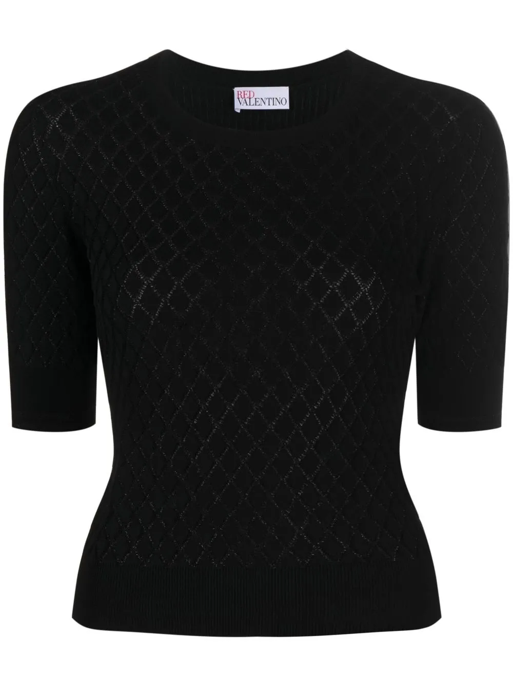 

RED Valentino top tejido de canalé con hilo metalizado - Negro