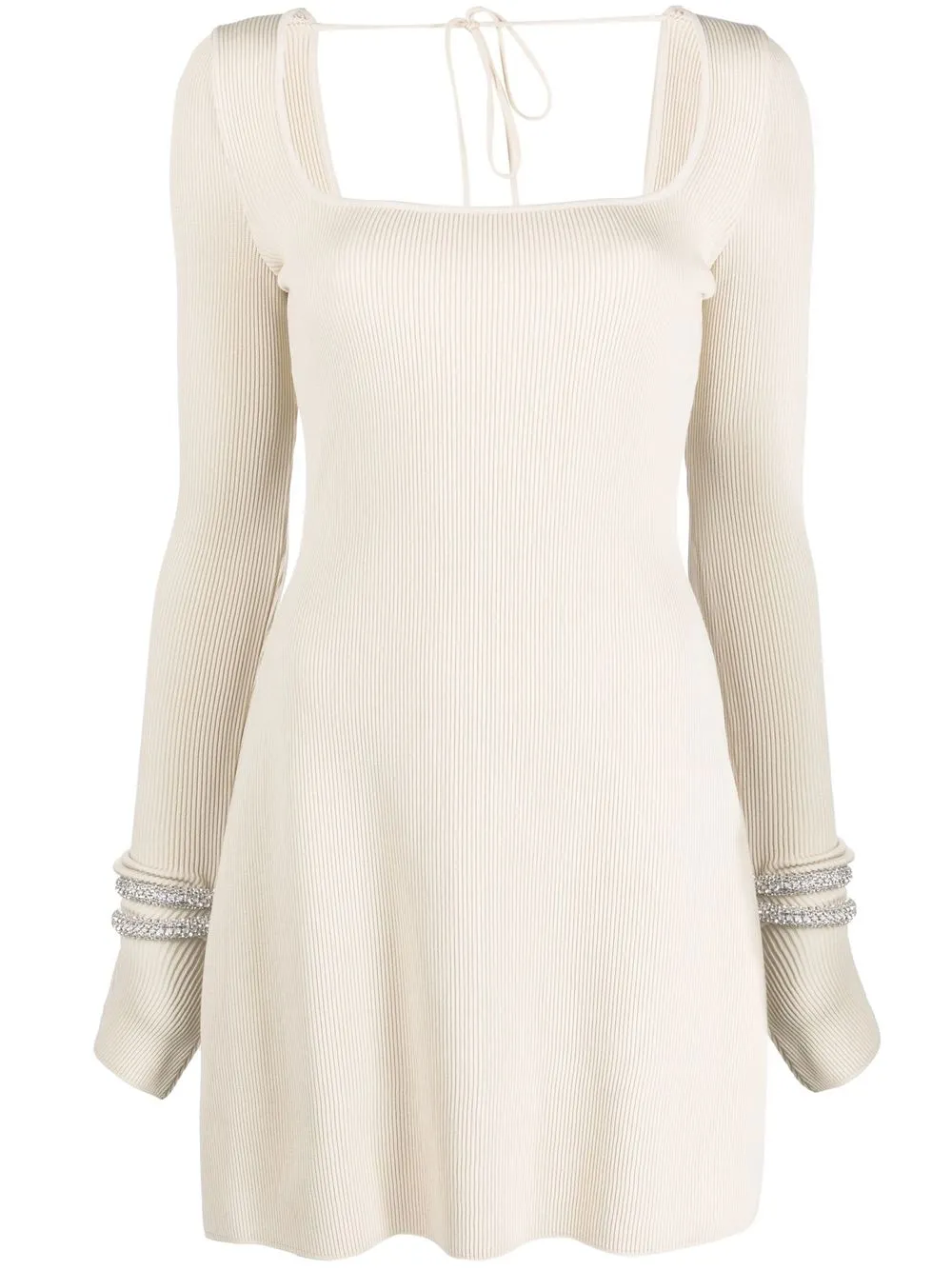 

MACH & MACH crystal-embellished ribbed minidress - Neutrals