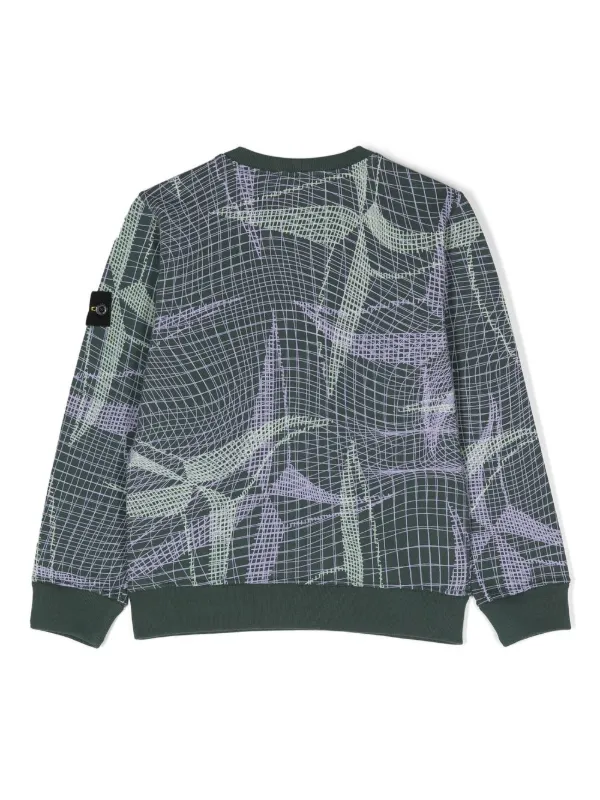 Stone Island Junior logo-patch Crew Neck Sweatshirt Green