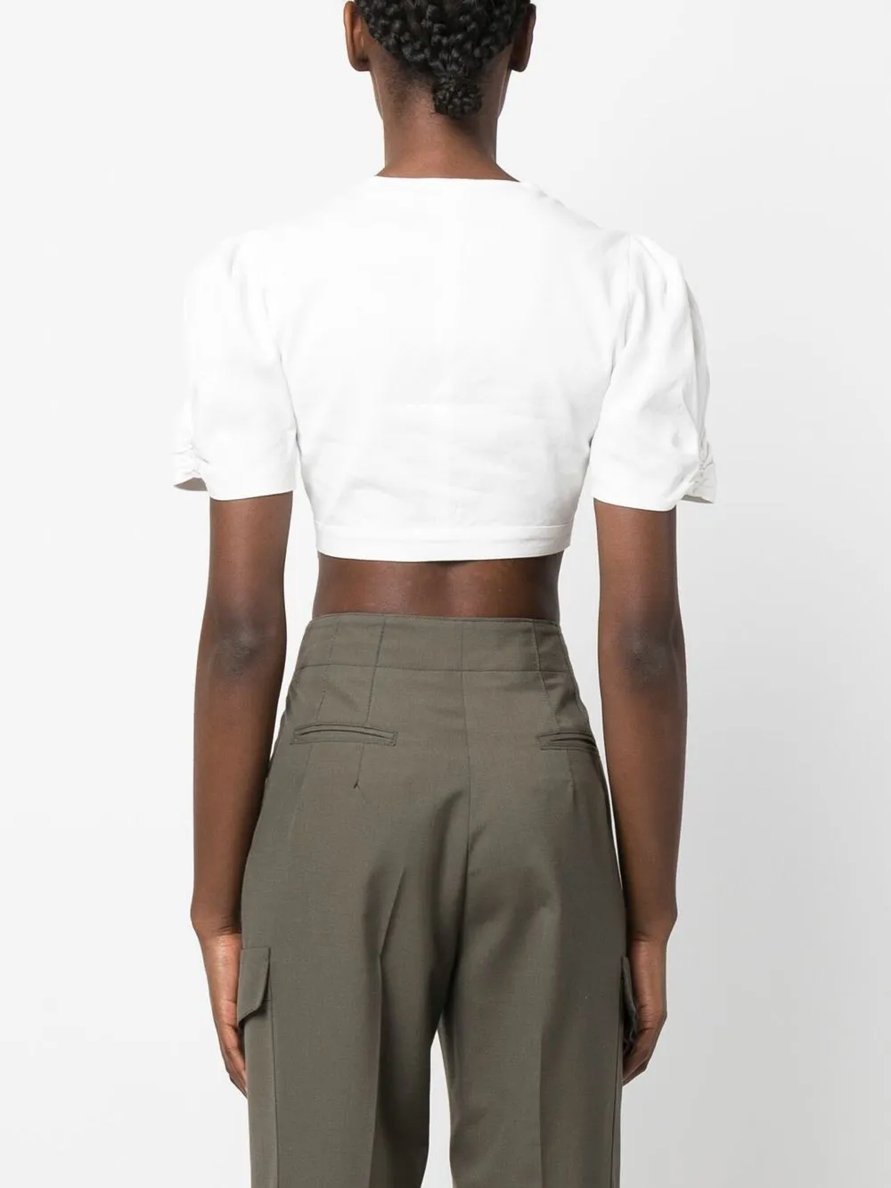 Isabel Marant Fania Puff-sleeve Crop Bustier Top In White