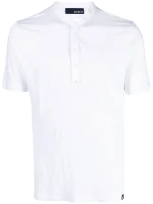 band collar polo shirt