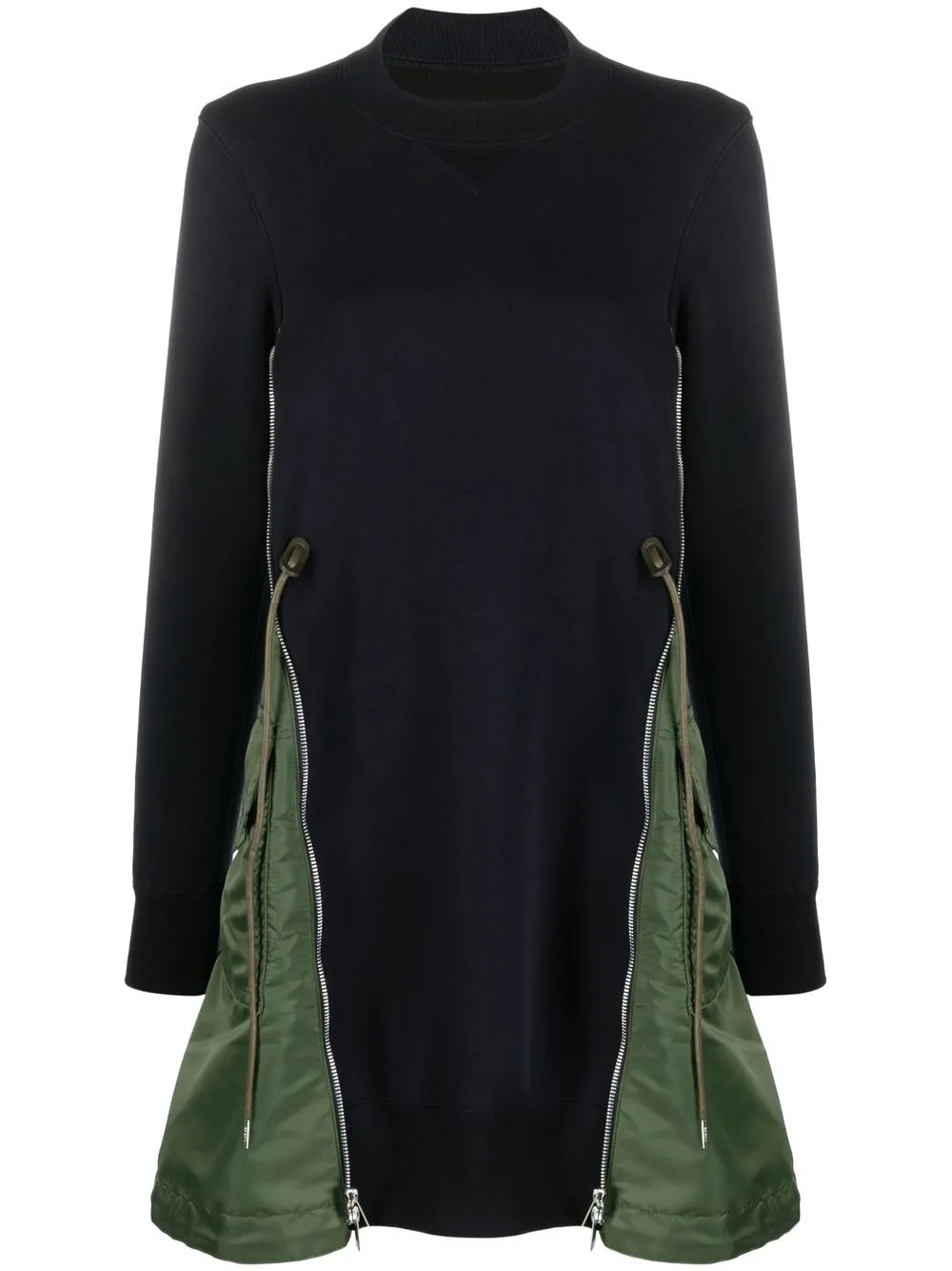 

sacai panelled long-sleeve minidress - Blue
