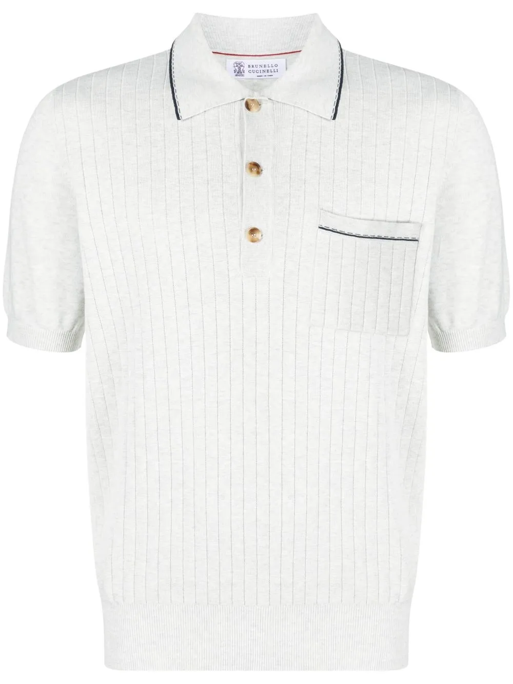 

Brunello Cucinelli ribbed cotton polo shirt - Grey