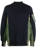 sacai patchwork crew neck sweatshirt - Blue