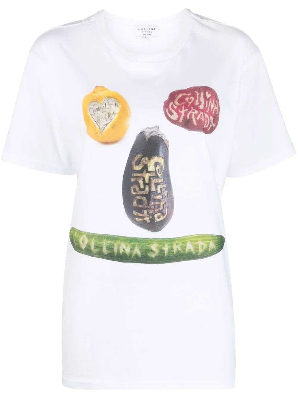 

Collina Strada Eggplant Smiley short-sleeve T-shirt - White