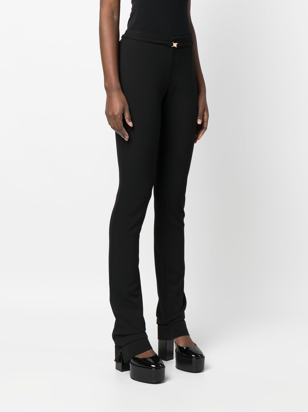 Shop Blumarine Belted Slim-cut Trousers In Black