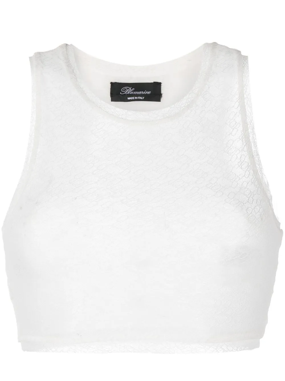 

Blumarine panelled monogram cropped tank top - White