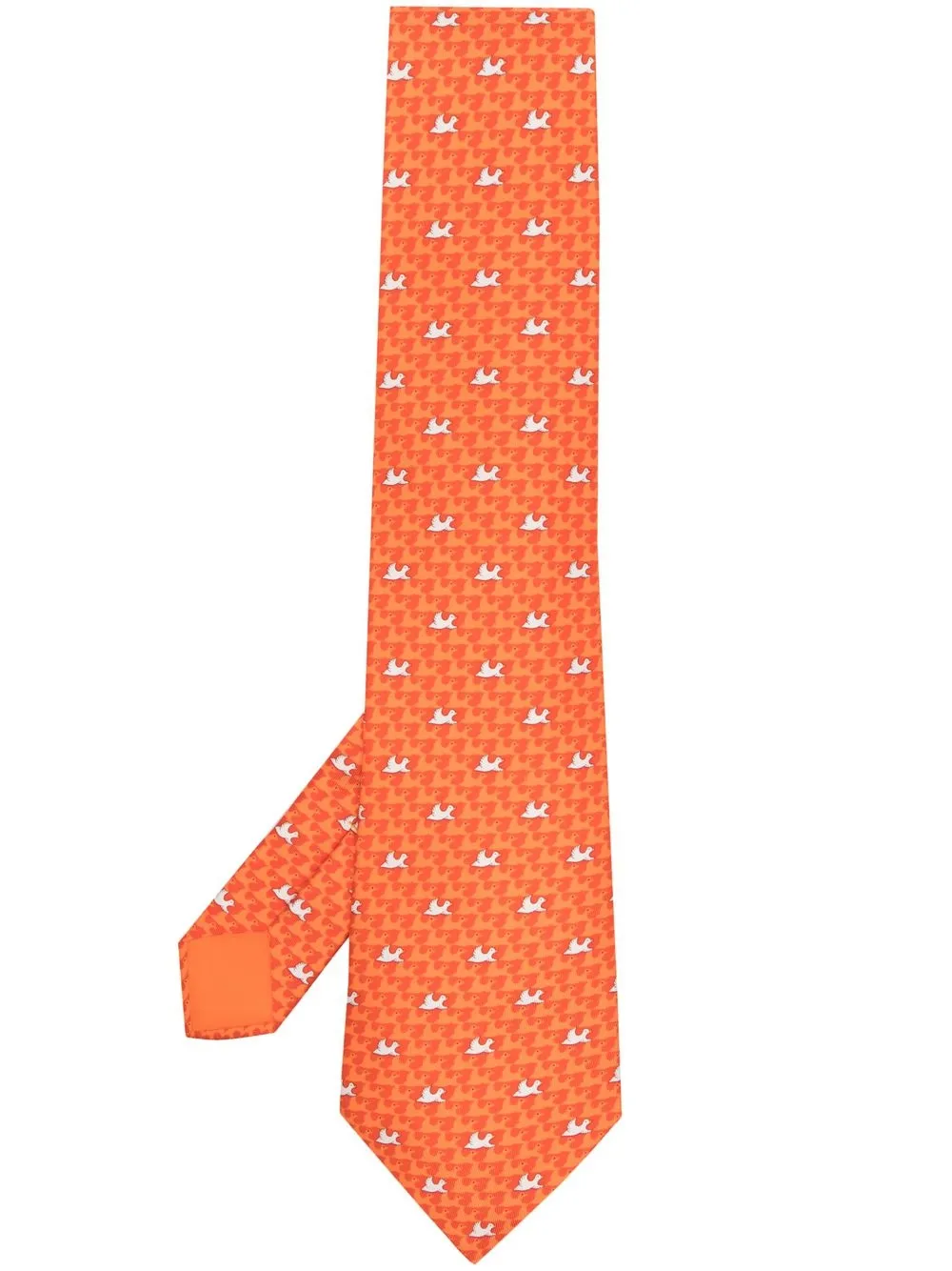 

Hermès 2000s pre-owned bird-print silk tie - Orange