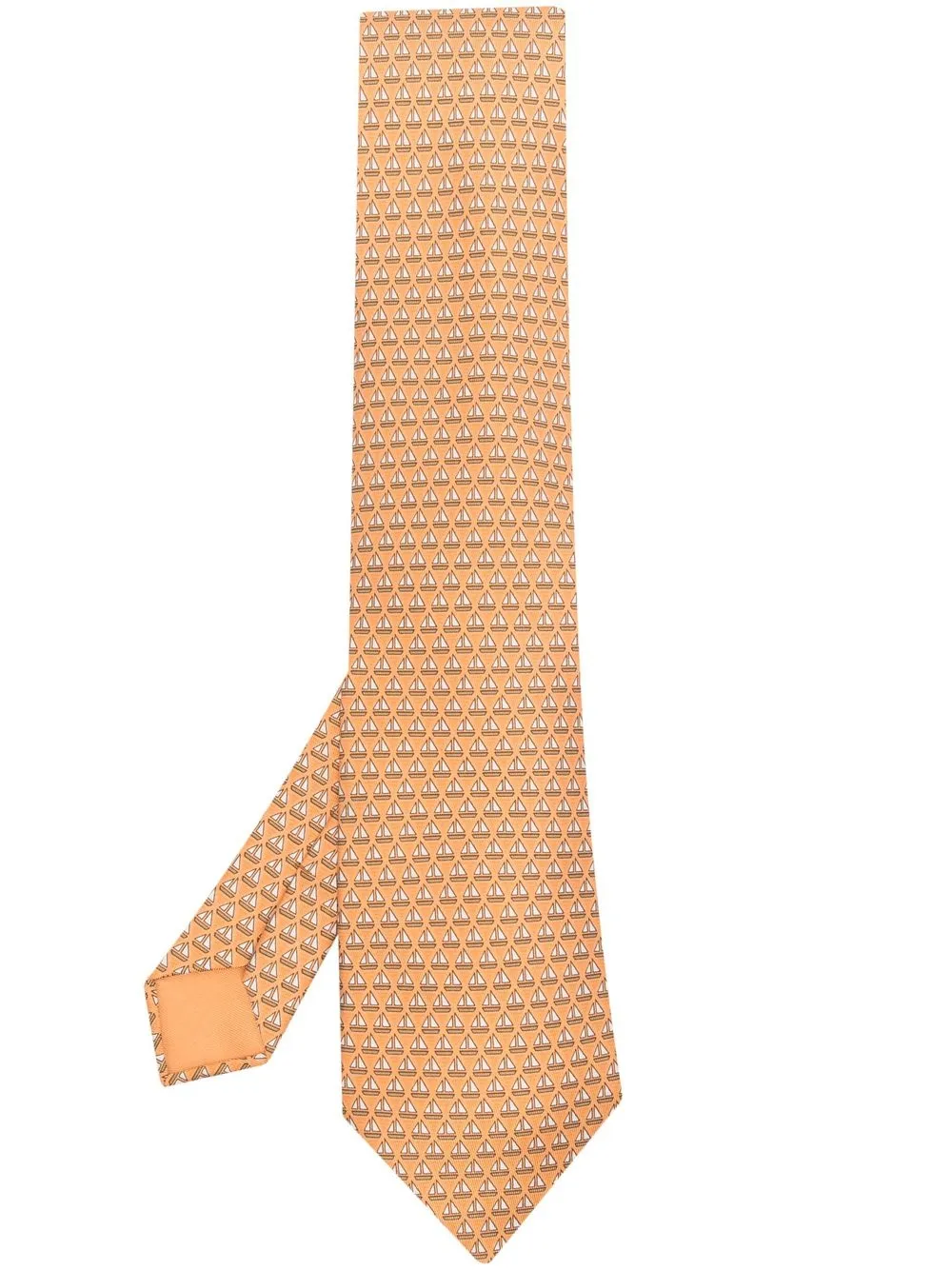 

Hermès 2000s pre-owned boat print silk necktie - Orange