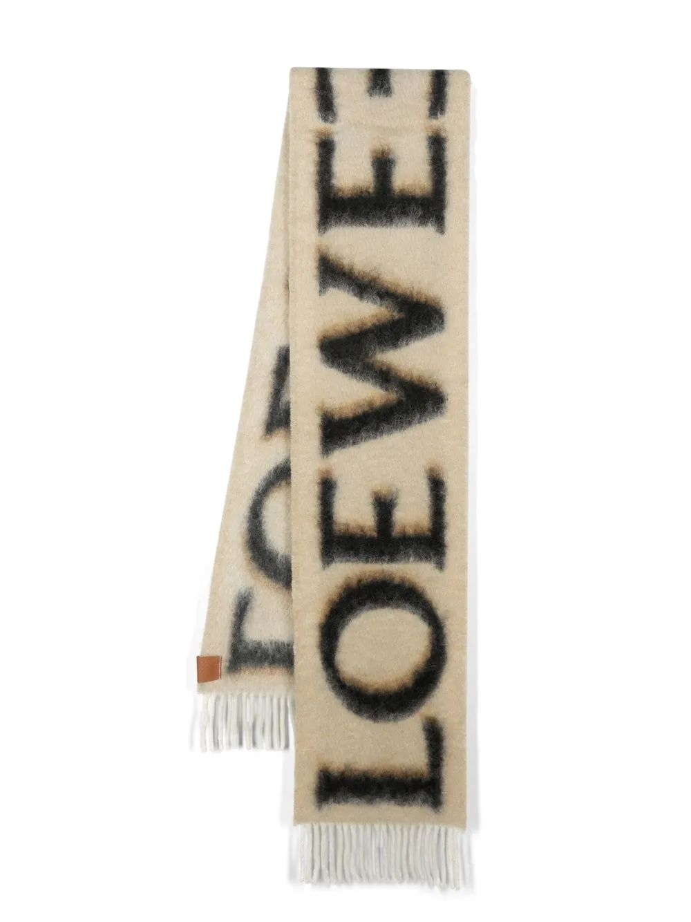 Loewe Logo-print Scarf In Camel/black