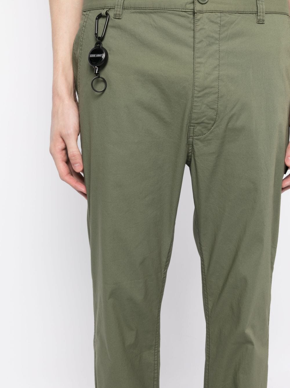 Shop Izzue Stretch-cotton Tapered Trousers In Green