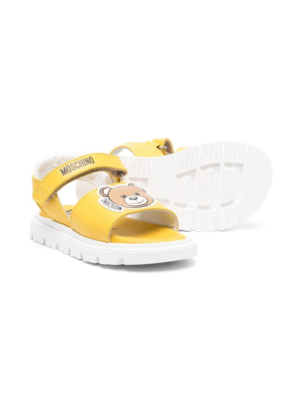 Moschino Kids Sandalen met teddybeerpatch - Geel