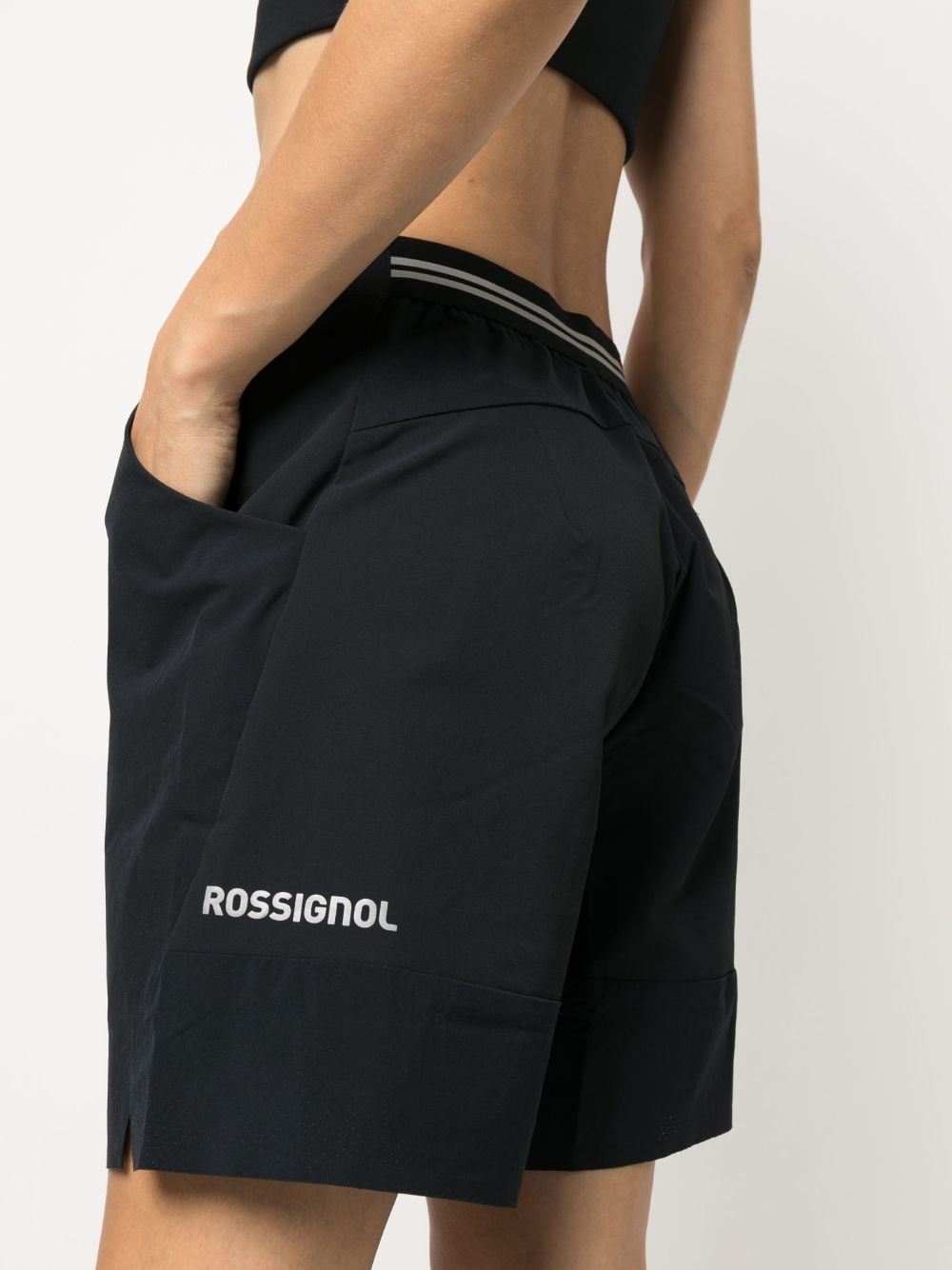 Shop Rossignol Logo-print Panelled Running Shorts In Black