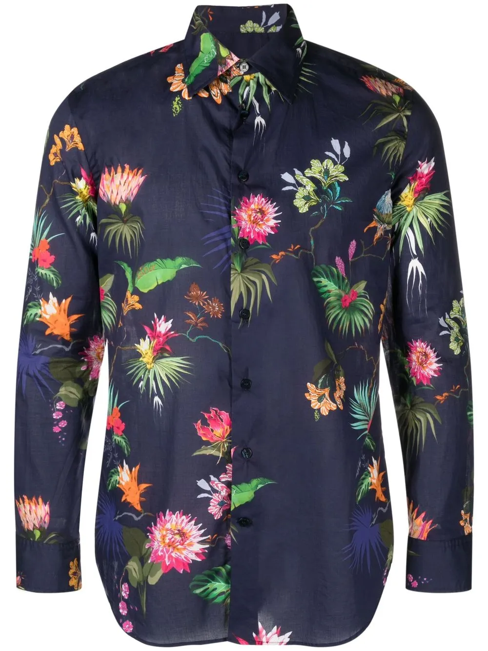 

ETRO floral-print log-sleeve shirt - Blue