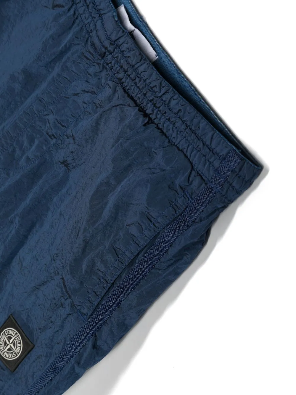  Stone Island Junior Crinkled Logo-patch Shorts - Blue 