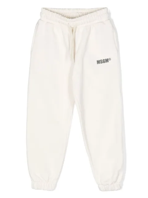 MSGM Kids logo-print cotton trousers