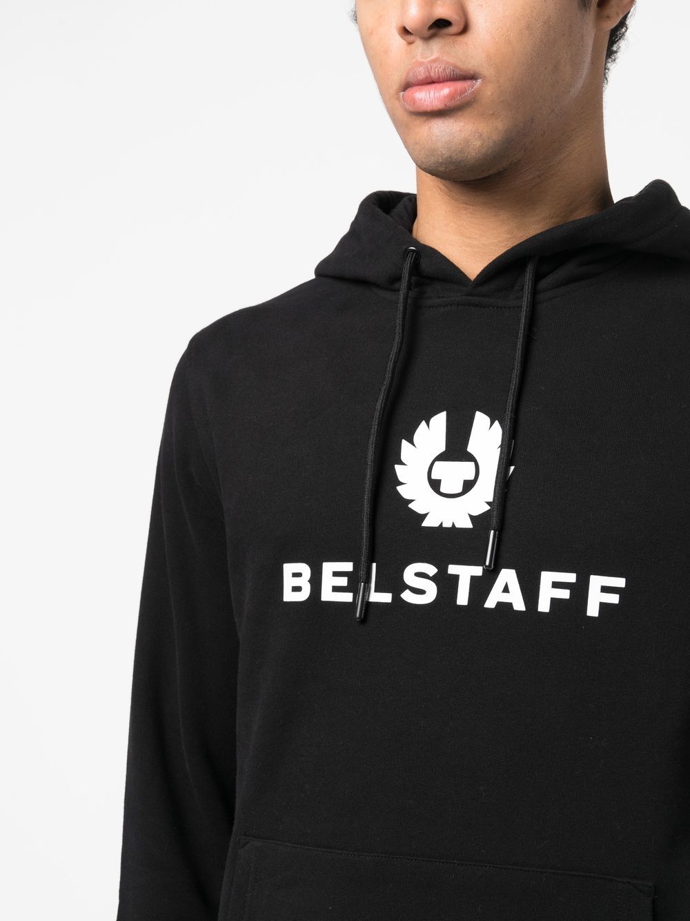 Shop Belstaff Raised-logo Pullover Hoodie In Black