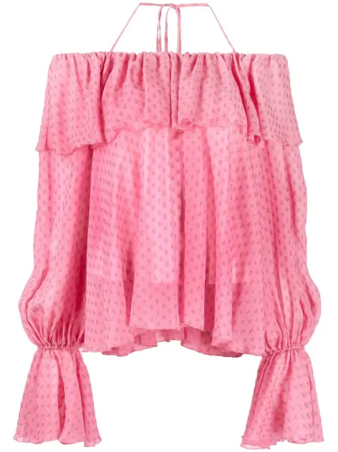 Blumarine Schulterfreie Bluse mit Rüschen