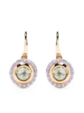 Alice Cicolini 14kt and 22kt gold Silver Tile amethyst drop earrings
