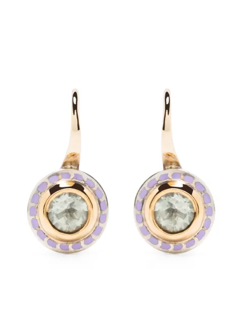 Alice Cicolini 14kt and 22kt gold Silver Tile amethyst drop earrings