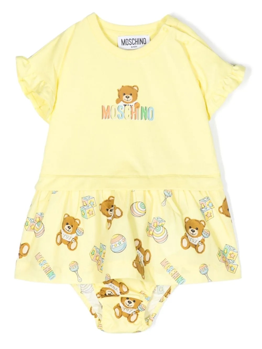 

Moschino Kids Teddy Bear print cotton body - Yellow