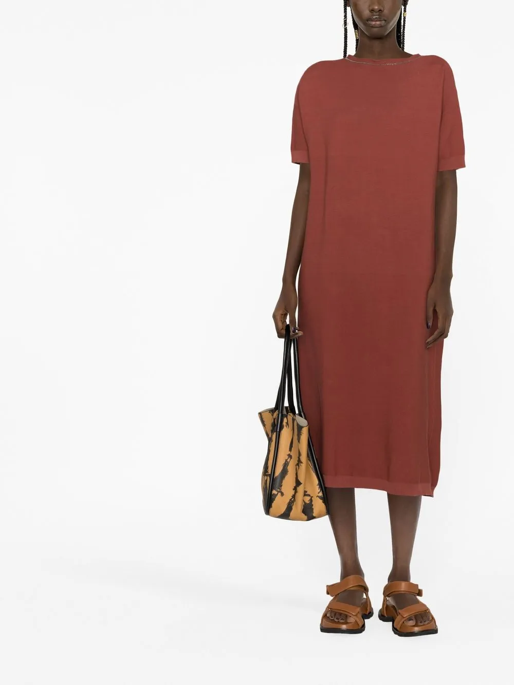 Fabiana Filippi Midi-jurk met ceintuur - Rood