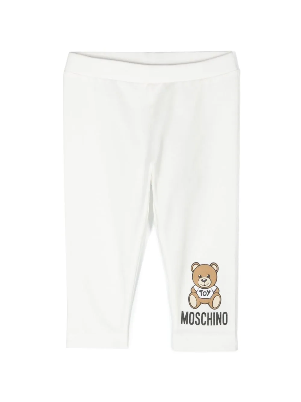 Moschino Babies' Teddy Bear Cotton Leggings In White