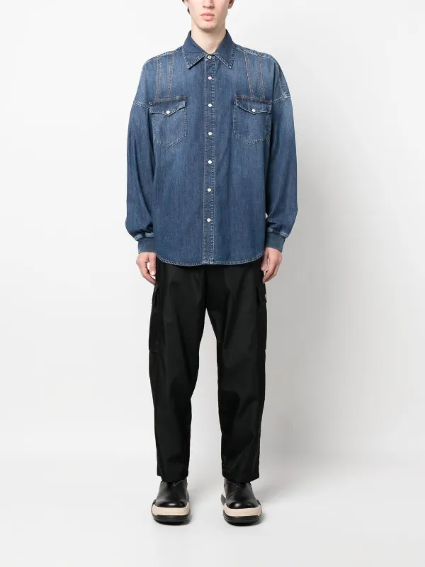 Alexander McQueen long-sleeved Buttoned Denim Shirt Blue