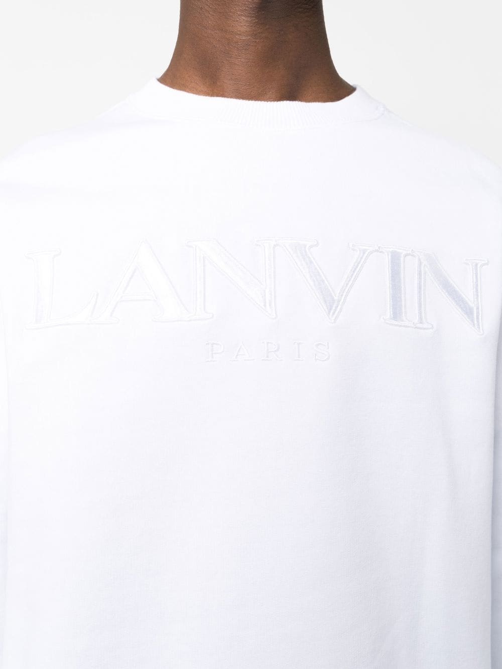 Shop Lanvin White Embroidered Logo Sweatshirt