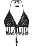 Moschino crystal-embellished crochet top - Black