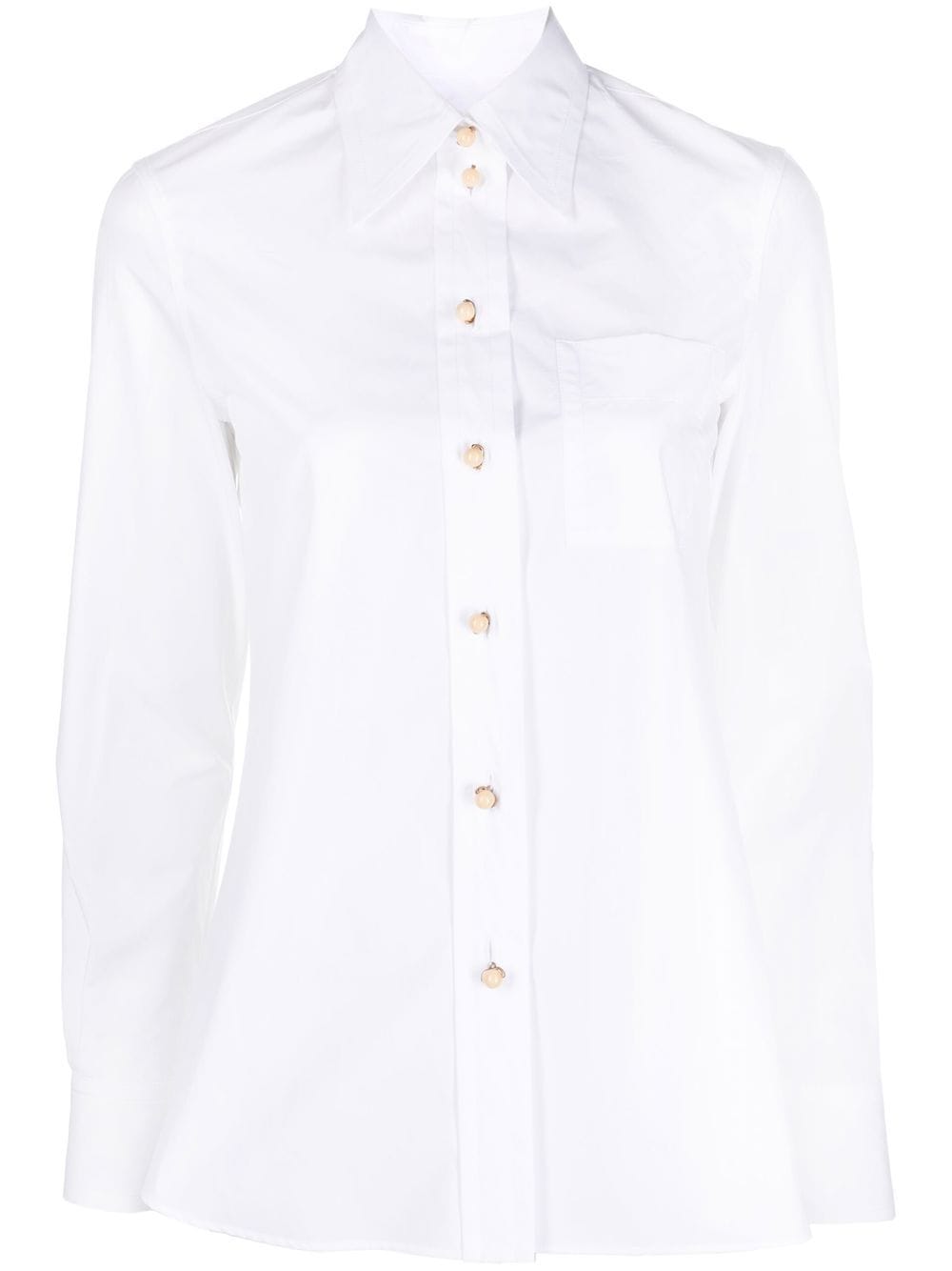 Shop Lanvin Point-collar Cotton Shirt In White