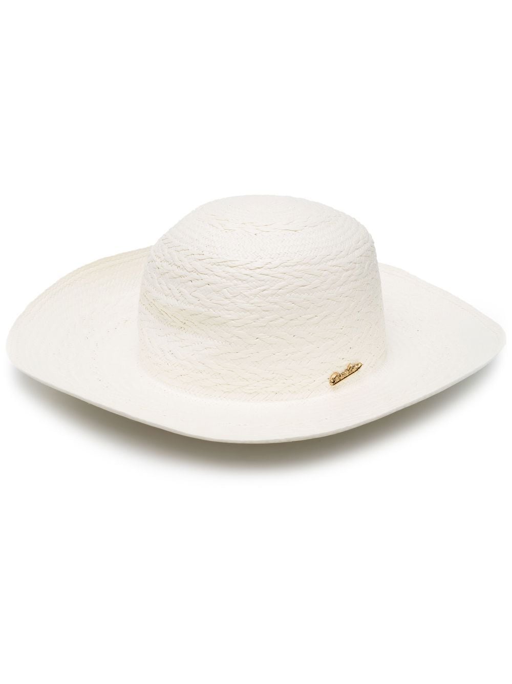 borsalino chapeau panama à plaque logo - blanc