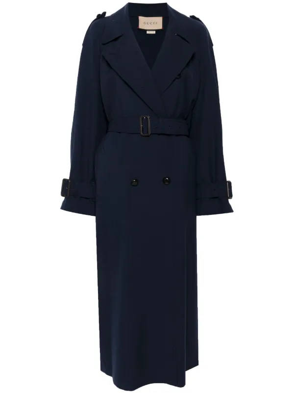 Gucci Wool Trench Coat Blue FARFETCH AE