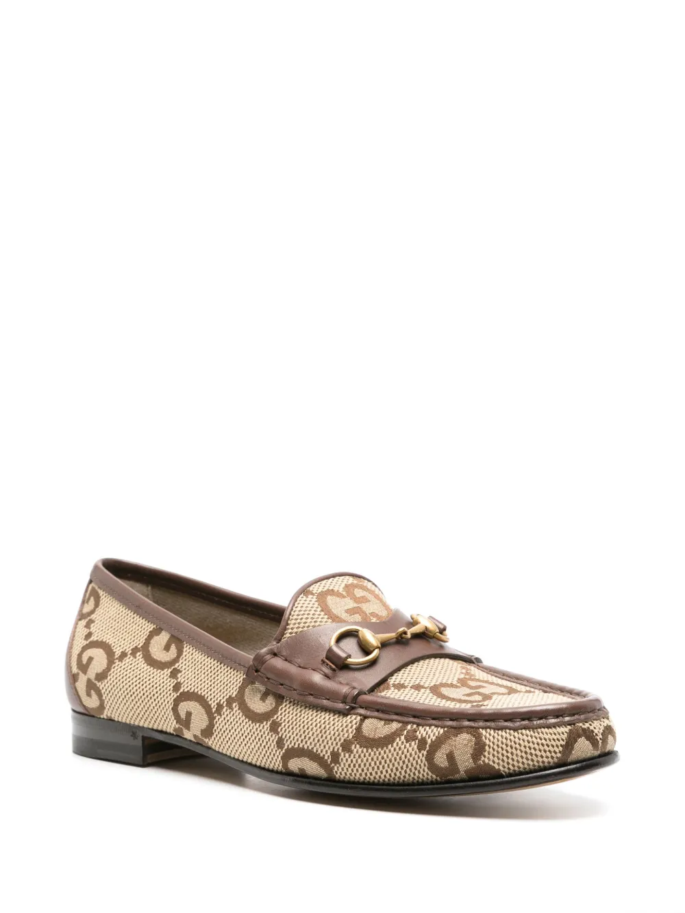 Shop Gucci Horsebit 1953 Monogram Loafers In Nude